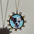 The F&B Custom Hand-Painted Pet Portrait Necklace With Rose Cut Sapphires