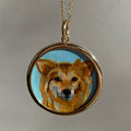 The F&B Custom Hand-Painted Pet Portrait Necklace With Rose Cut Sapphires
