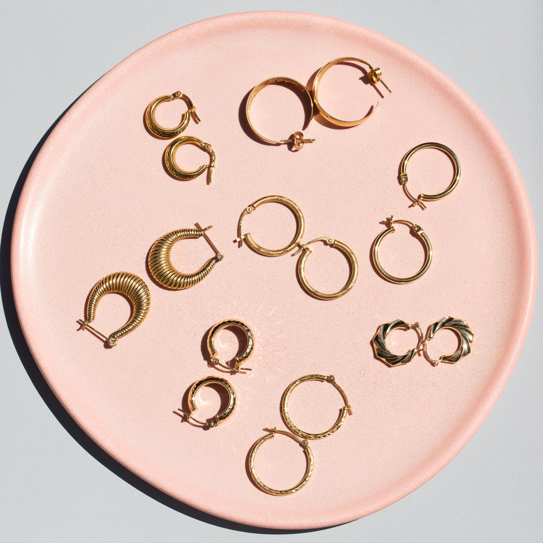 Engraved 18k Gold Petite Hoop Earrings