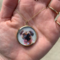 The F&B Custom Hand-Painted Pet Portrait Necklace With Rose Cut Sapphires