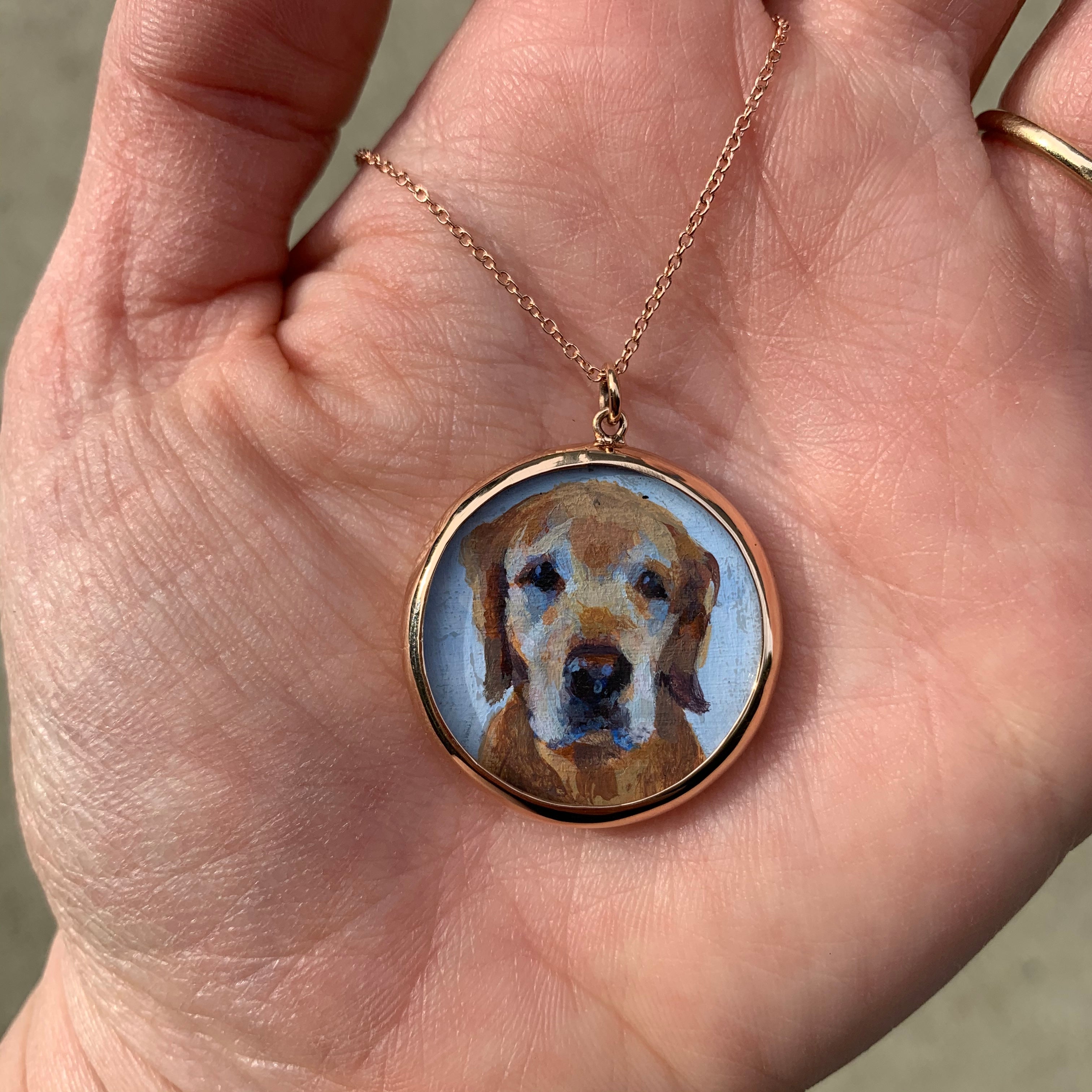 The F&B Custom Hand-Painted Pet Portrait Necklace With Rose Cut Sapphires
