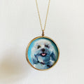 The F&B Custom Hand-Painted Pet Portrait Necklace With Rose Cut Sapphires