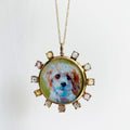 The F&B Custom Hand-Painted Pet Portrait Necklace With Rose Cut Sapphires