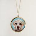 The F&B Custom Hand-Painted Pet Portrait Necklace With Rose Cut Sapphires