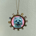 The F&B Custom Hand-Painted Pet Portrait Necklace With Rose Cut Sapphires