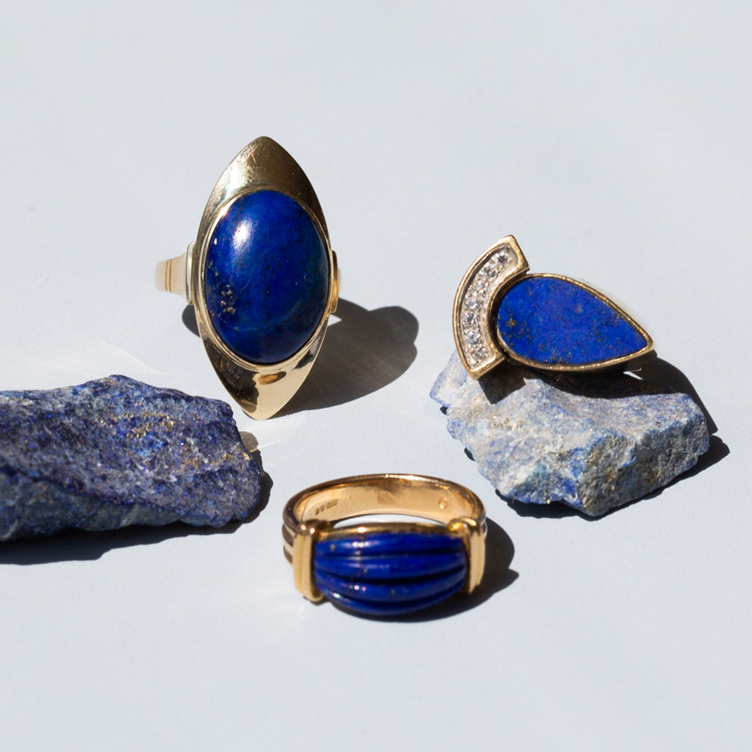 Lapis Lazuli And Diamond 14k Gold Ring