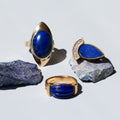 Lapis Lazuli And 18k Gold Navette Ring