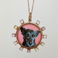 The F&B Custom Hand-Painted Pet Portrait Necklace With Rose Cut Sapphires