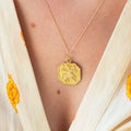 Sagittarius Octagonal 18k Gold Charm Pendant