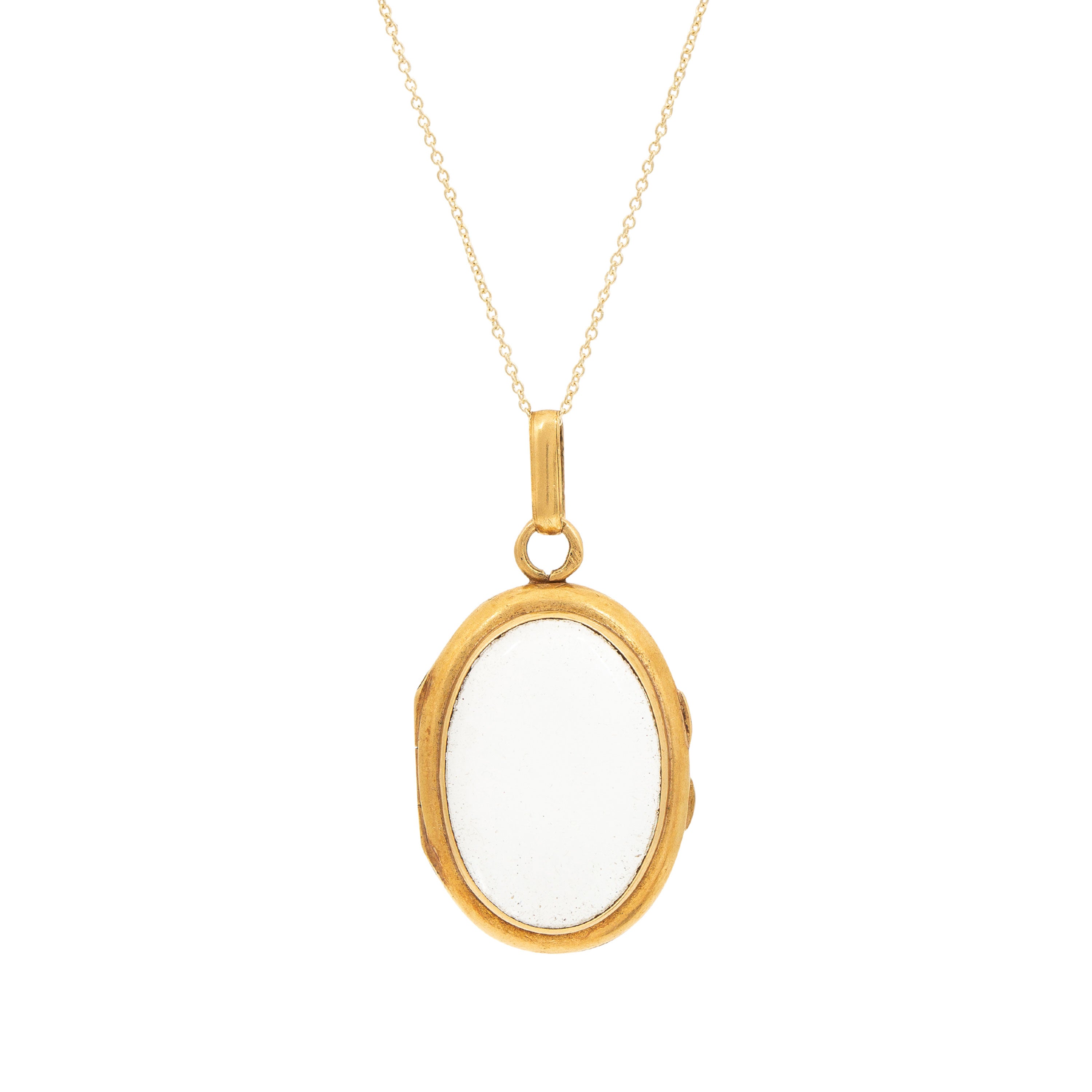 Clear Crystal And 14k Gold Locket Necklace
