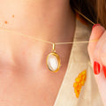 Clear Crystal And 14k Gold Locket Necklace