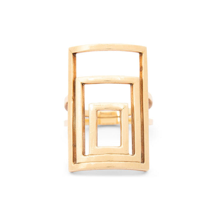 Large Geometric 14k Yellow Gold Ring