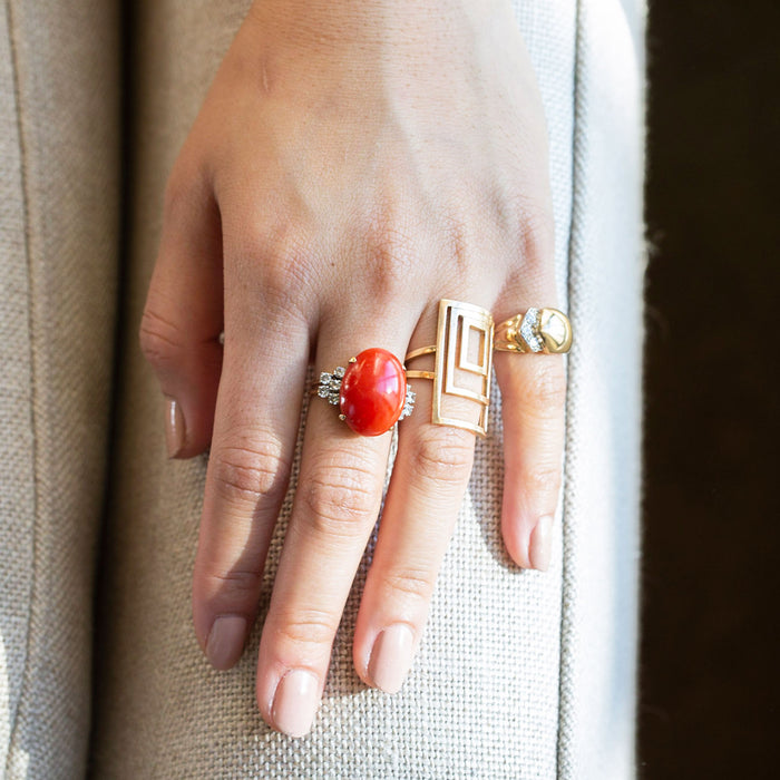 Large Geometric 14k Yellow Gold Ring