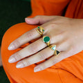 Emerald And 14k Gold Swirl Dome Ring