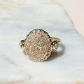 Pave Disc And Pear-Shaped Diamond 14k Gold Ring