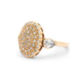 Pave Disc And Pear-Shaped Diamond 14k Gold Ring
