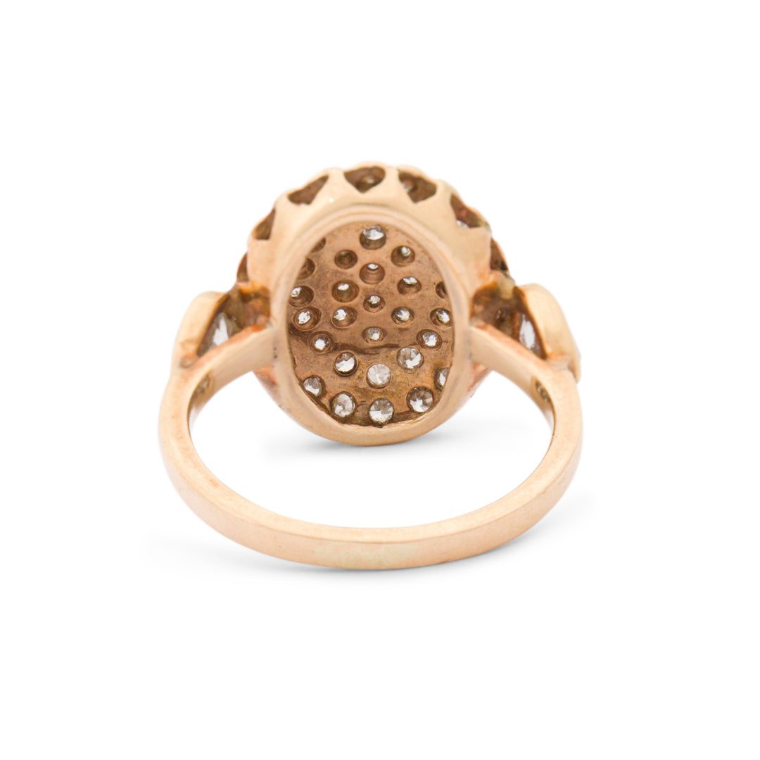 Pave Disc And Pear-Shaped Diamond 14k Gold Ring