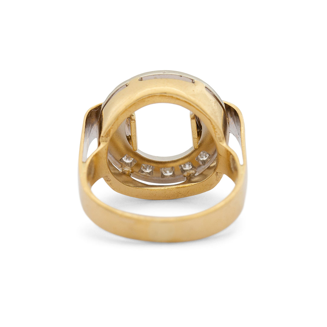 Open Circle Diamond And 18k Gold Ring