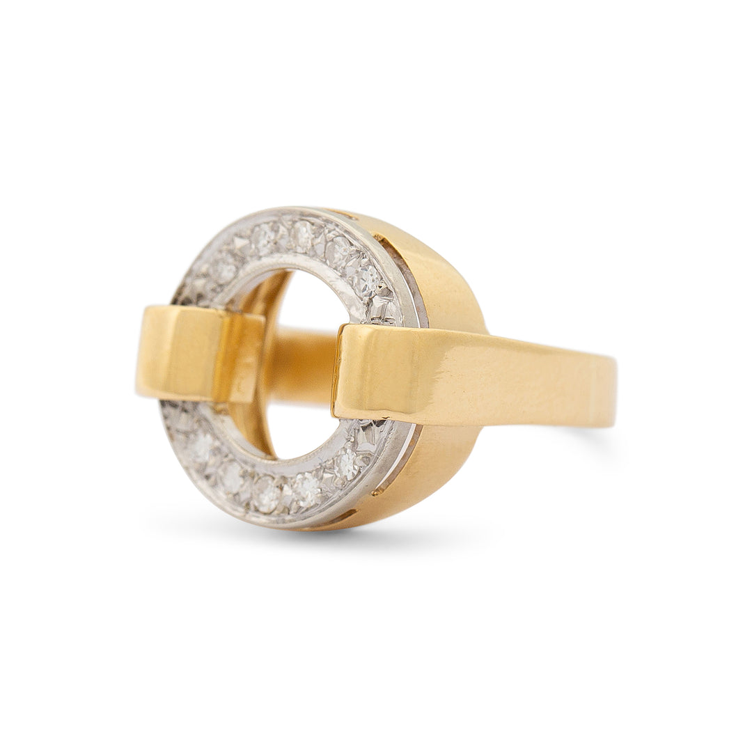Open Circle Diamond And 18k Gold Ring