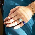 Italian Opal And Blue Enamel 18k Gold Dome Ring