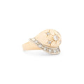 Retro Starburst 14K Gold and Diamond Dome Ring