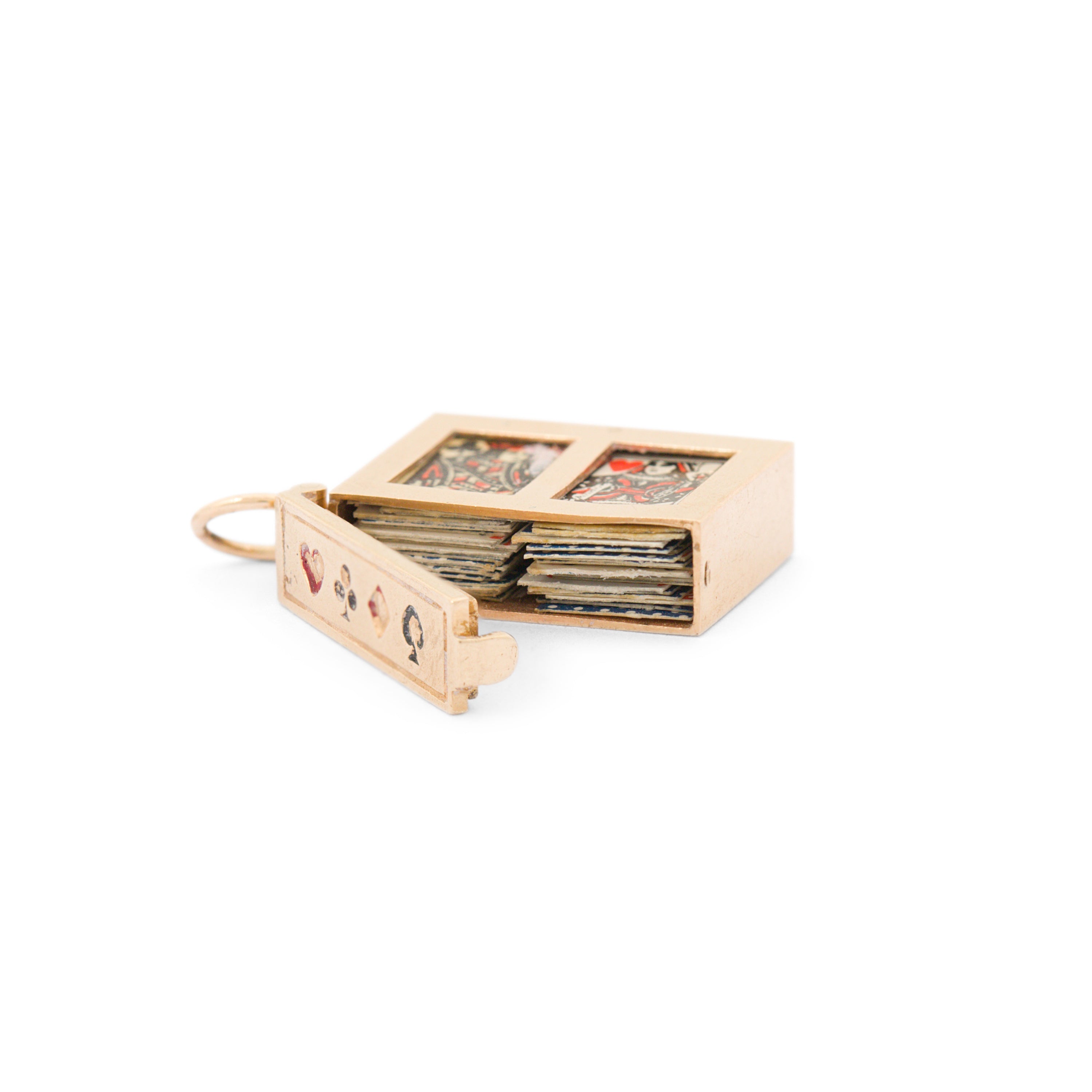 Movable Playing Cards 14K Gold, Enamel, And Paper Charm