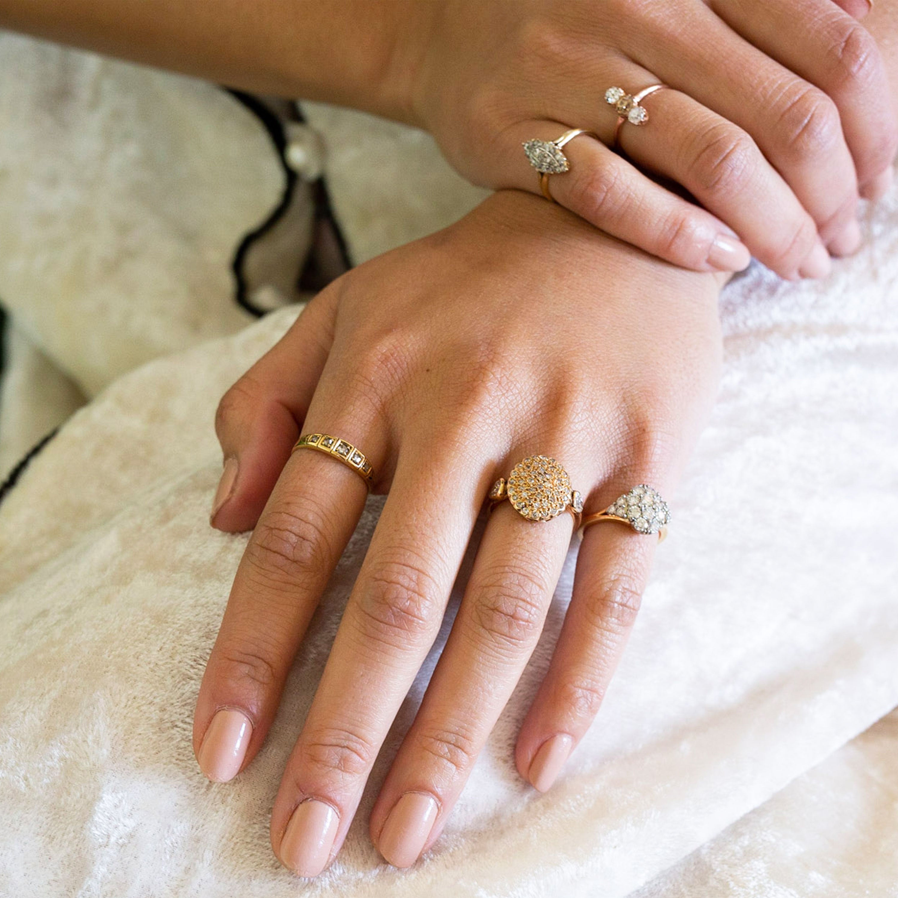 Victorian Rose Cut Diamond And 14k Gold Band