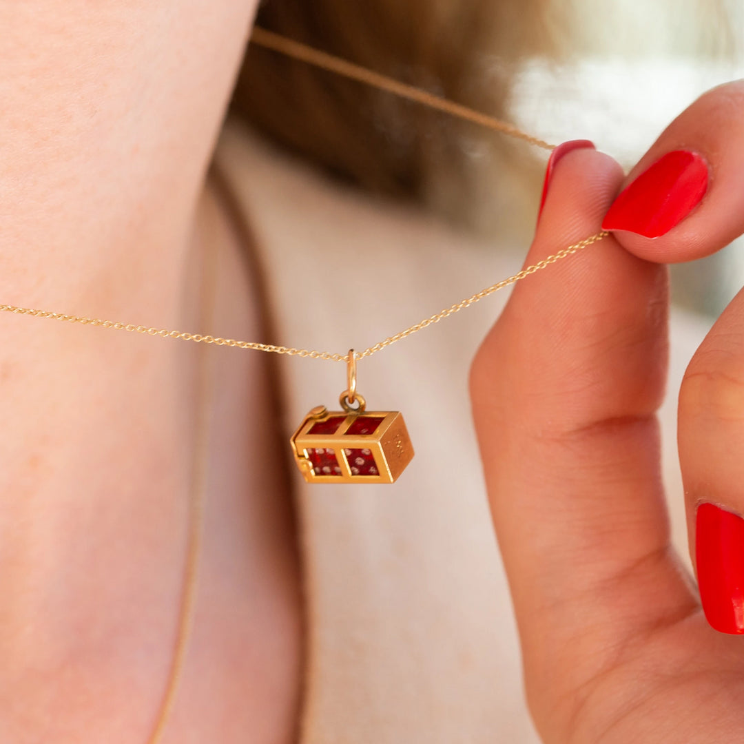 Red Dice 14K Gold Movable Charm