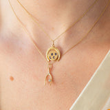 "Good Luck" Horseshoe 14K Gold and Enamel Spinner Charm