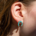 Victorian Turquoise And 15k Gold Horseshoe Earrings