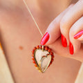 Victorian Coral Heart And 10k Gold Locket Necklace