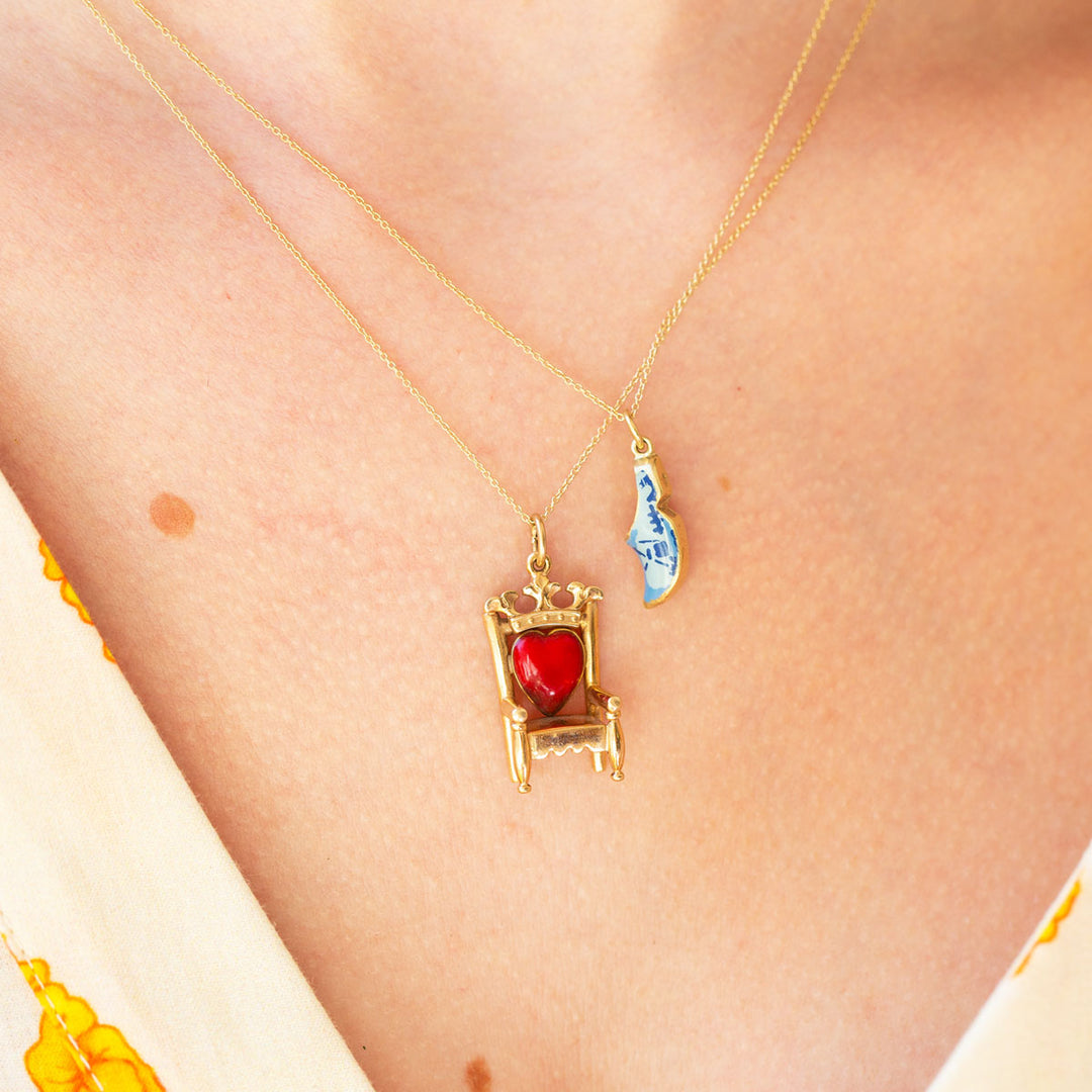 Heart Throne With Enamel And 14k Gold Charm