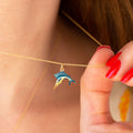 Jumping Sailfish With Enamel And 14k Gold Charm