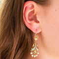 Victorian Blue Enamel And Pearl 14k Gold Chandelier Earrings