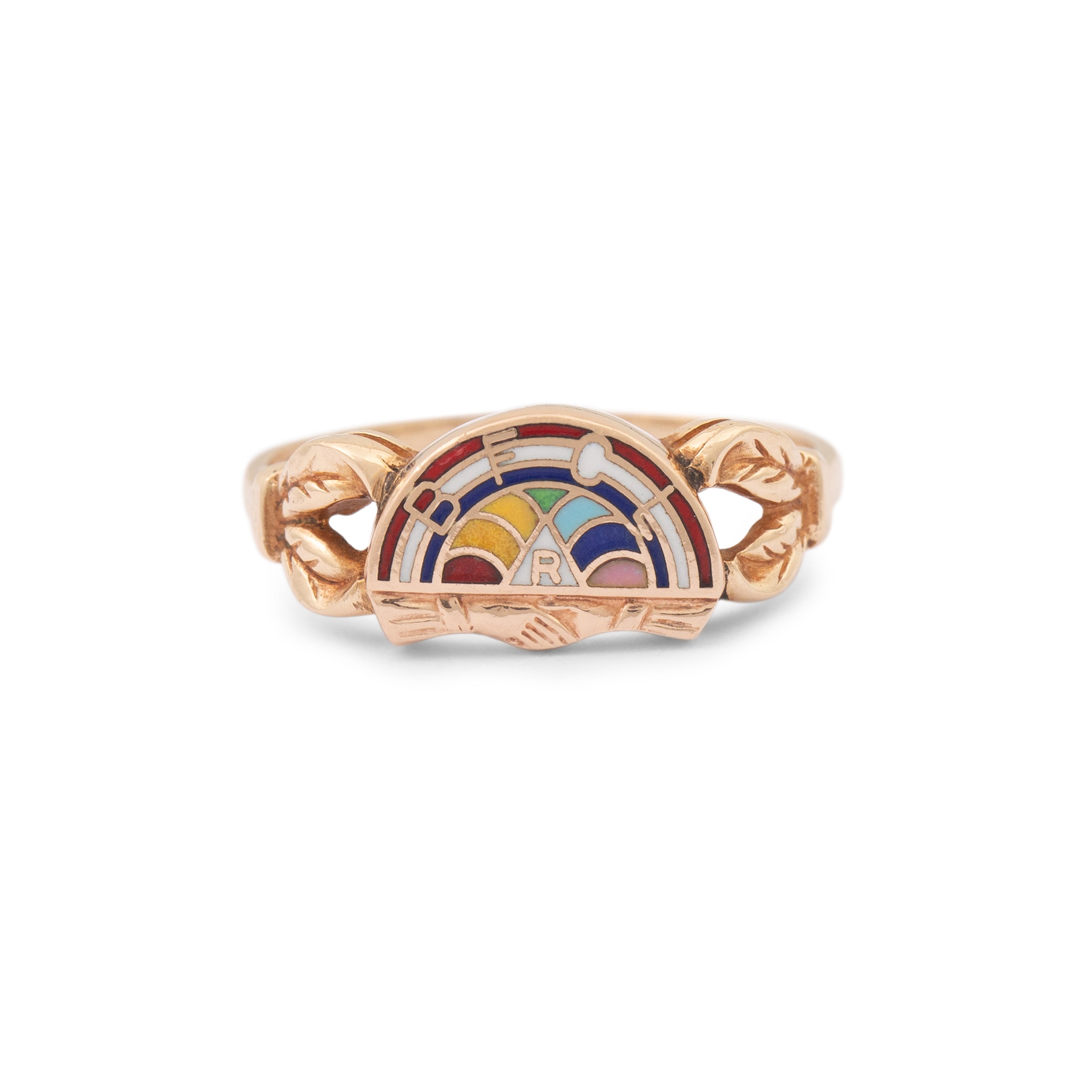 The International Order of the Rainbow for Girls Enamel and 10K Ring