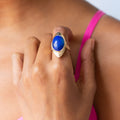 Lapis Lazuli And 18k Gold Navette Ring