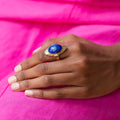 Lapis Lazuli And 18k Gold Navette Ring