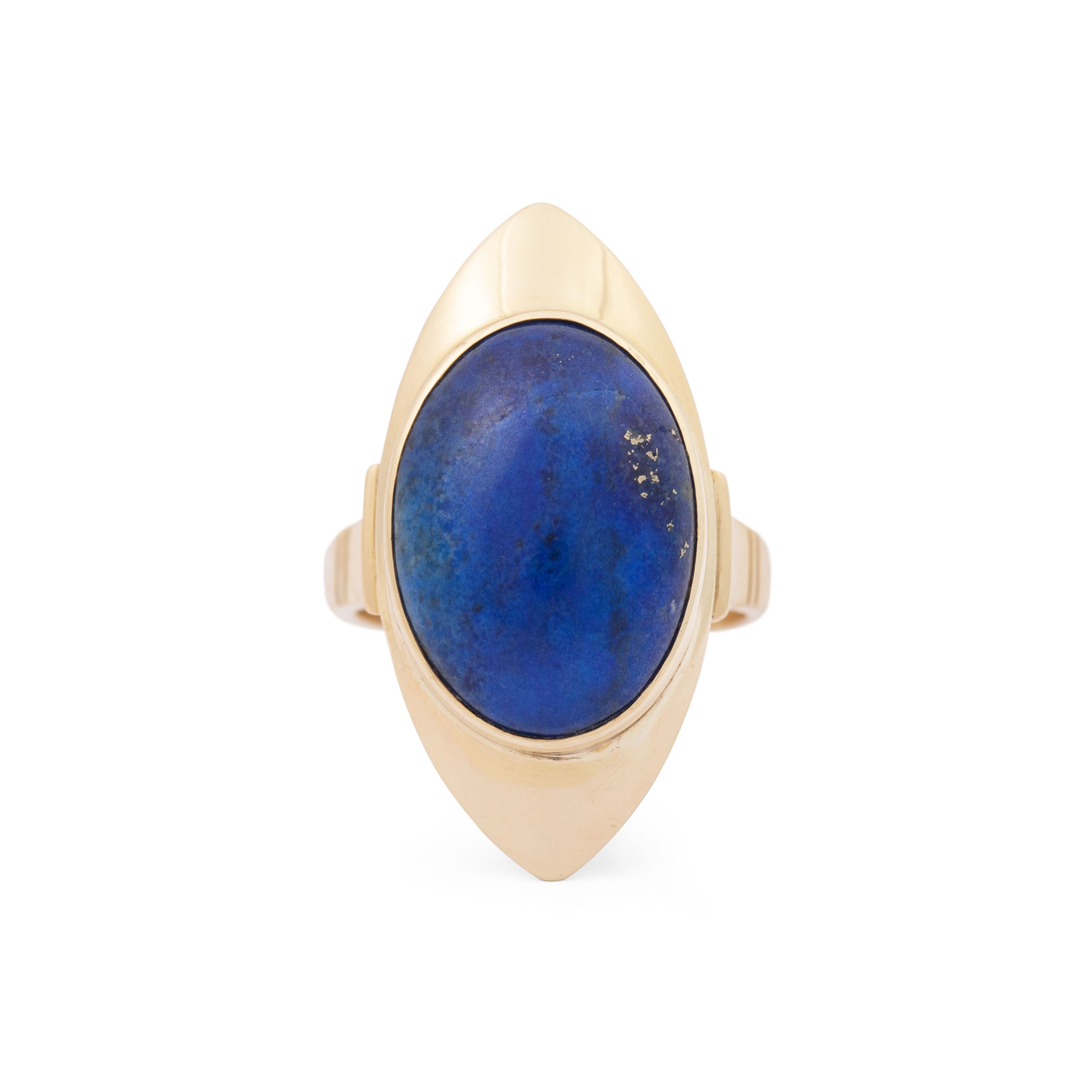 Lapis Lazuli And 18k Gold Navette Ring