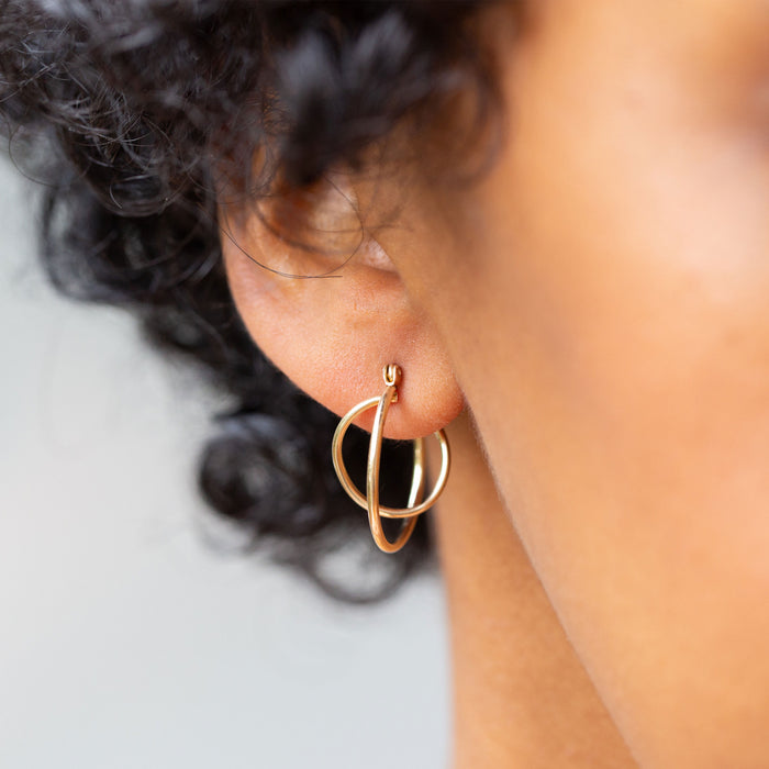 Double Hoop 14k Gold Earrings