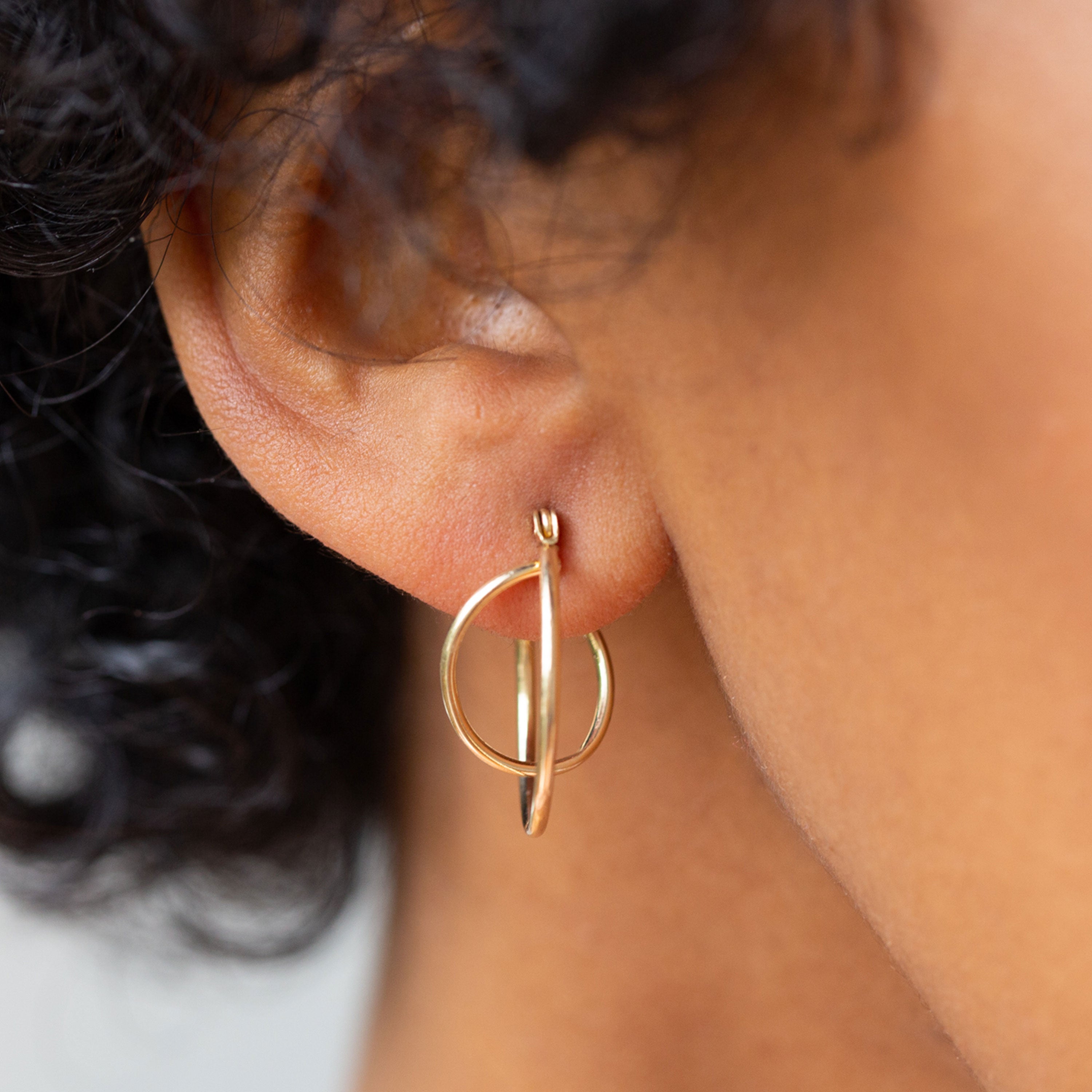 Double Hoop 14k Gold Earrings
