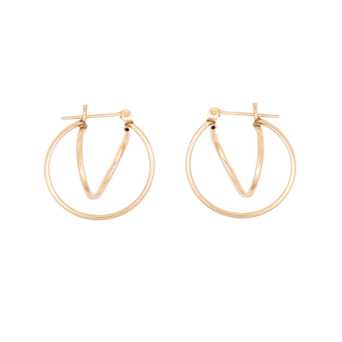 Double Hoop 14k Gold Earrings