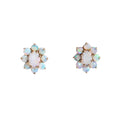 Opal Cluster 14k Gold Earrings