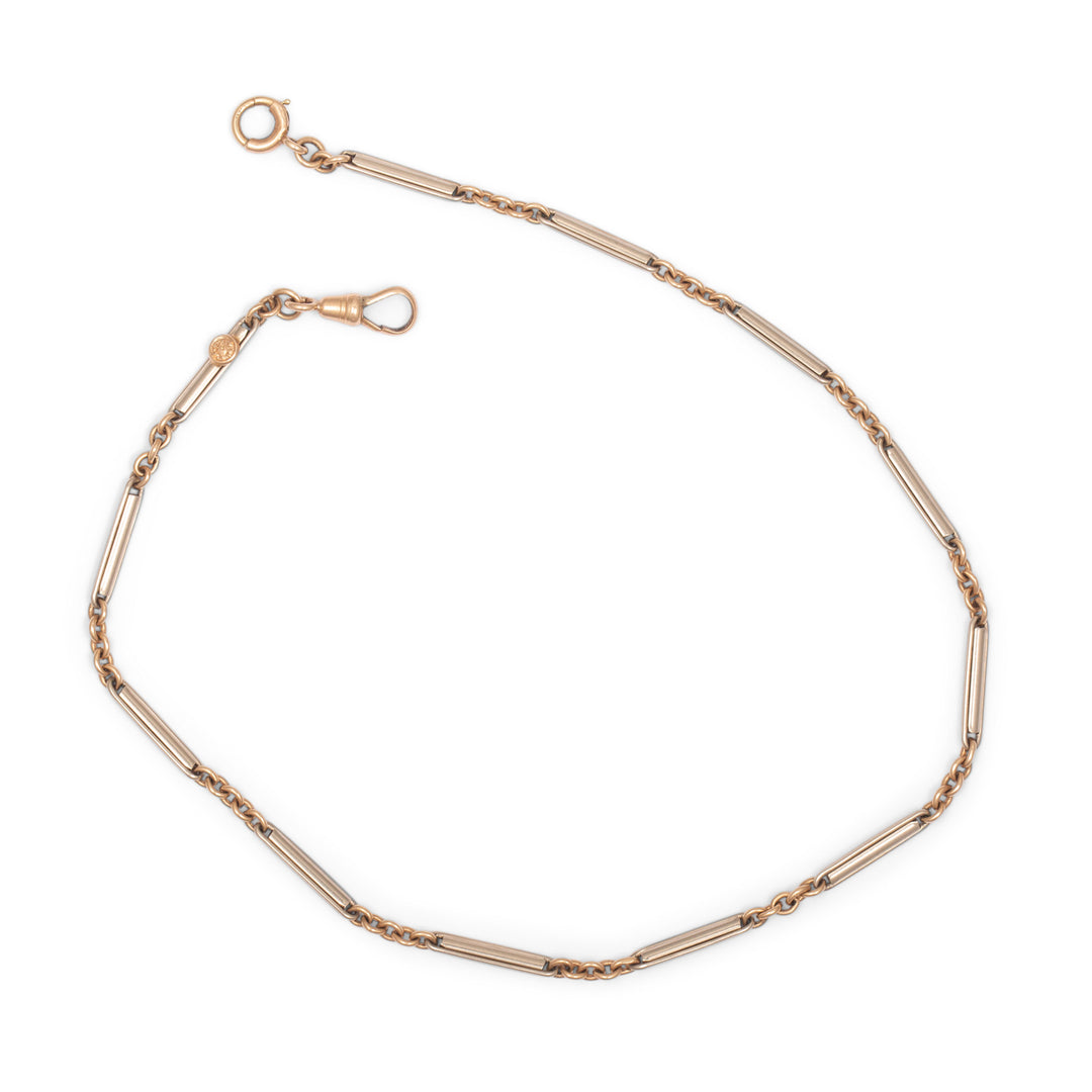 Edwardian Choker Chain 14k Rose And White Gold Necklace