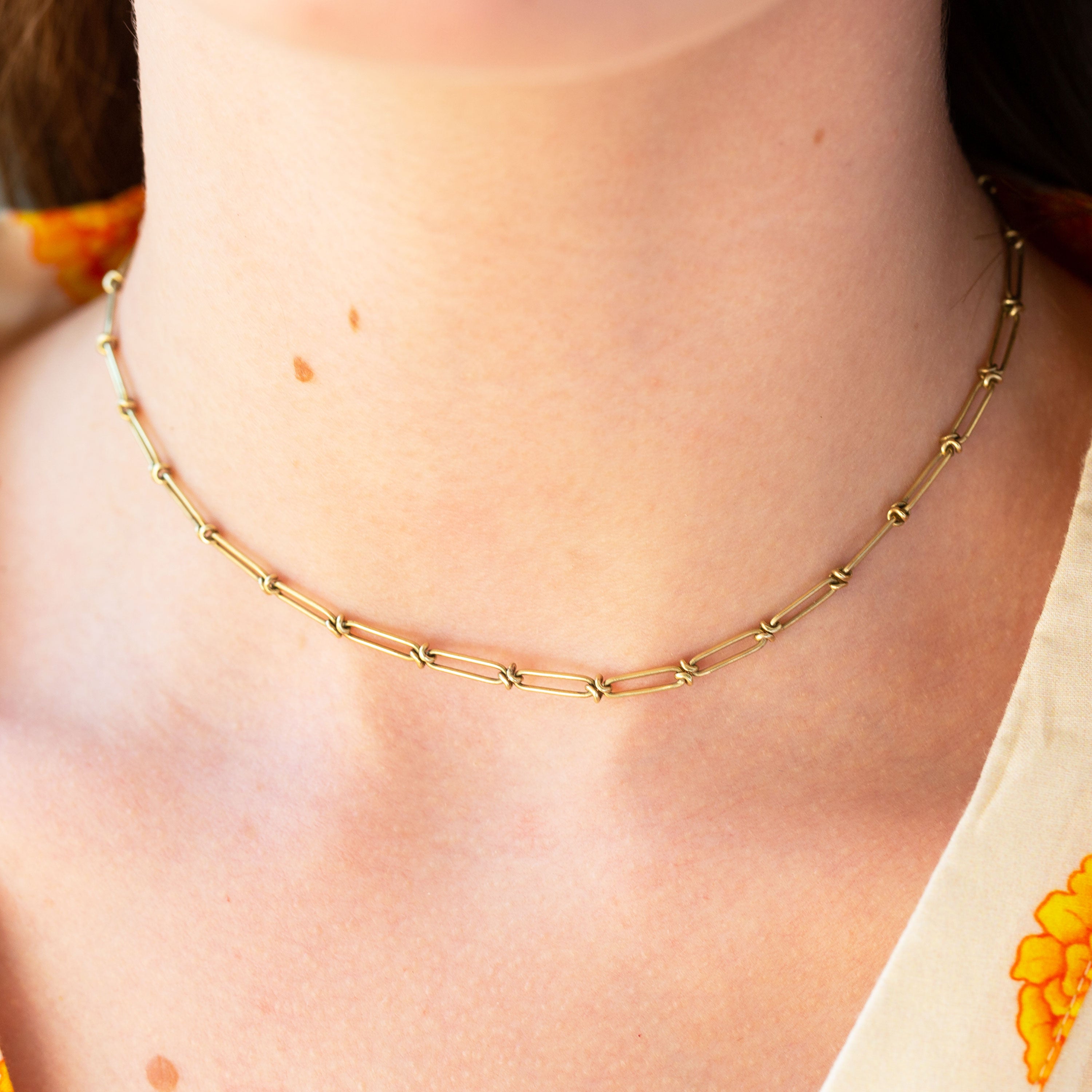 Victorian Choker 14k Gold Chain Necklace