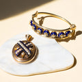Victorian Blue Enamel And Pearl 14k Gold Locket