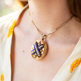Victorian Blue Enamel And Pearl 14k Gold Locket