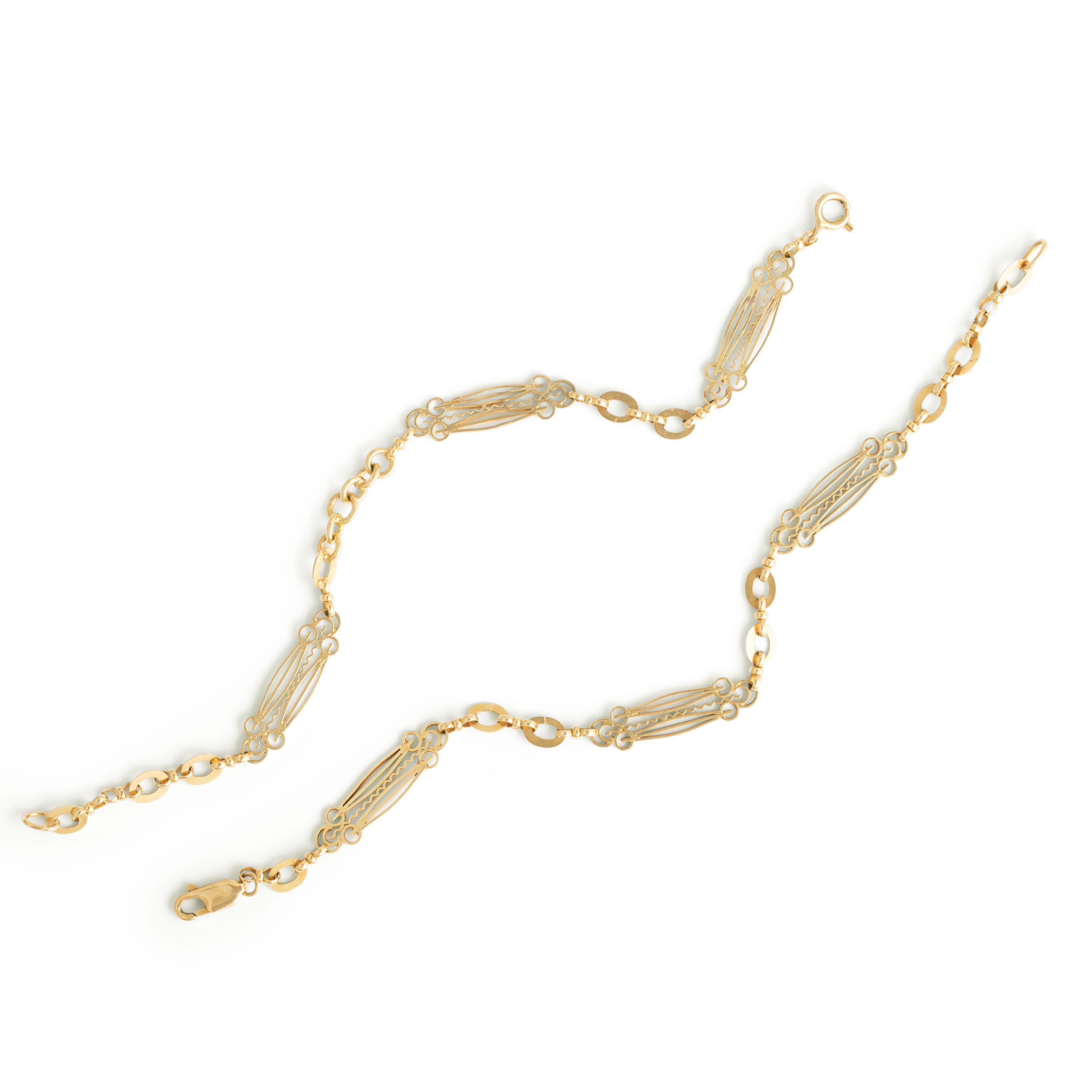 Ornate 14k Gold Chain Necklace And Convertible Bracelets