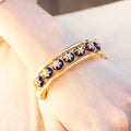 Etruscan Revival Style Enamel, Diamond, And 14k Gold Bangle Bracelet