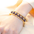 Etruscan Revival Style Enamel, Diamond, And 14k Gold Bangle Bracelet