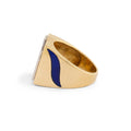 Blue Enamel And Diamond 18k Gold Cube Ring